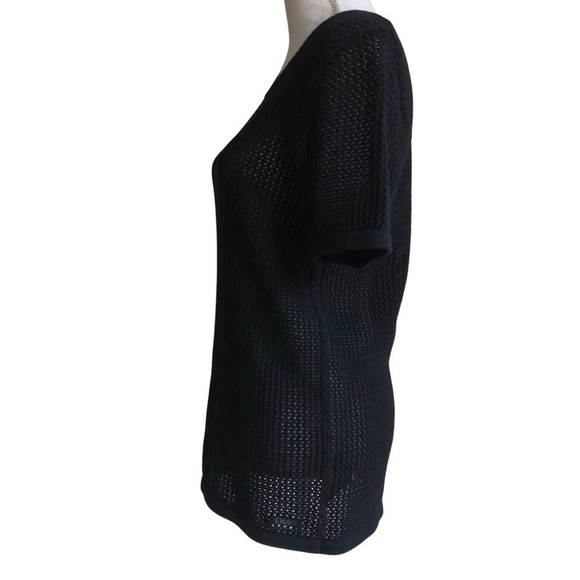 TNA Delamont Sweater Short Sleeve Open Knit Pattern Black Large - Picture 7 of 15